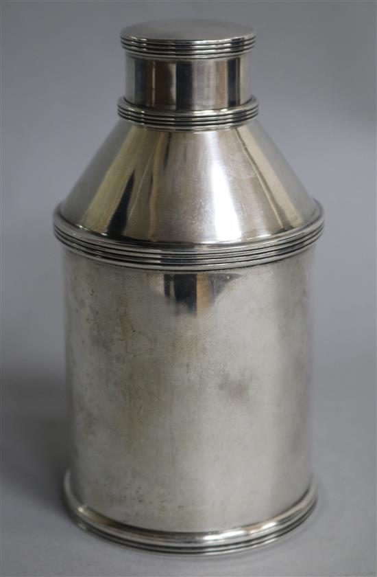 A George V silver canister and cover, Fowler & Polglaze Ltd, London, 1926, 4.5 oz.